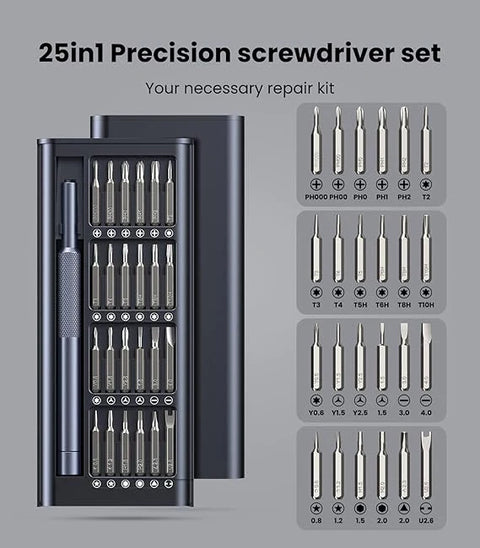 24 in 1 Portable Precision Screwdriver Set | Magnetic Repair Tool Kit | Multi-Bit Mini Screwdriver Set | Compact DIY Electronics & Home Repair Toolkit